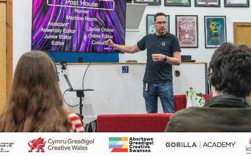 Poster for Abertawe Greadigol a Gorilla Academy: Sut i fod yn rhedwr cynhyrchu!